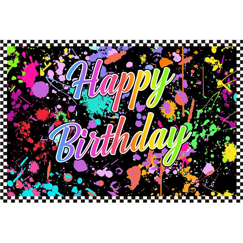 خلفية حفلة عيد ميلاد سعيد دعونا تتوهج في الظلام الملونة الكتابة على الجدران سبلاش الطلاء خلفية الوحل روك لوازم عيد ميلاد الدعامة