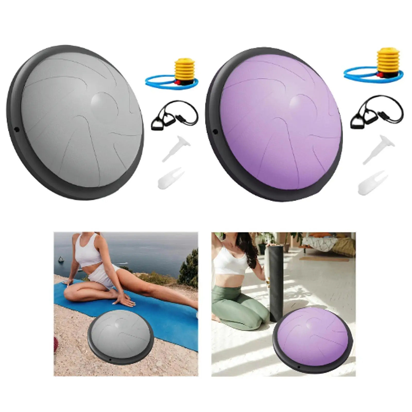 Balance Ball Balance Training Semicircle Balance Ball Non Slip Base Fitness Ball Yoga Ball for Sports Workout Home Gym Equipment