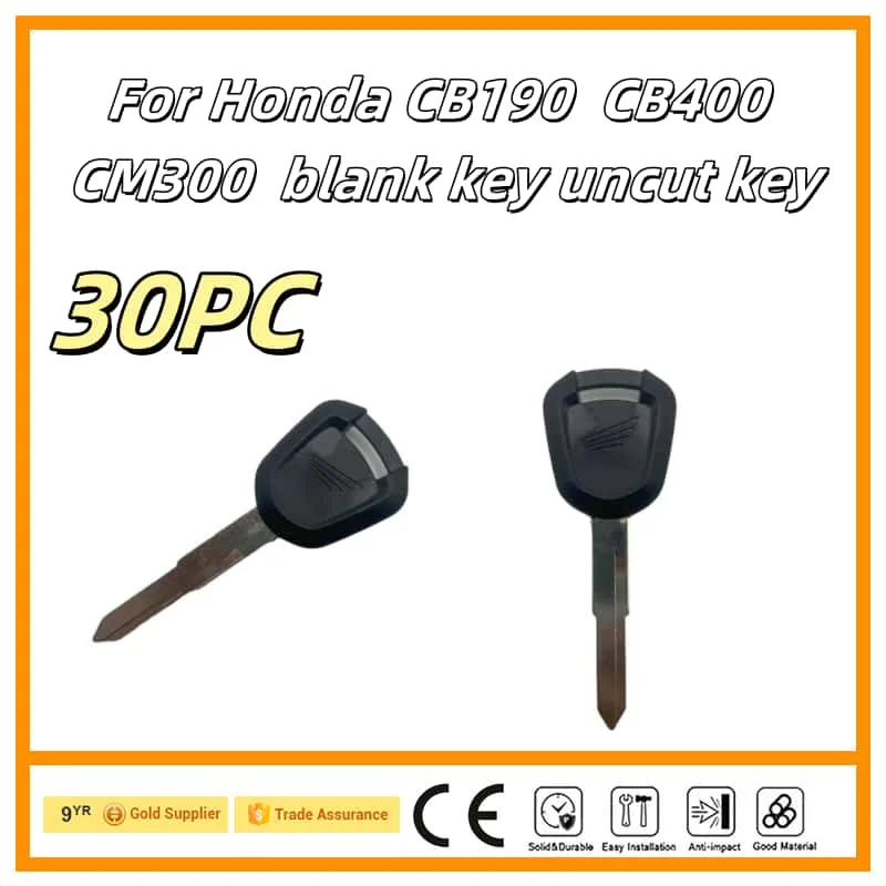 30pc For Honda motorcycle key blanks CB190R CB190R CB190TR CB190X CB400X CB400F CM300 CBR400R Blank Key Motorcycle Replace Keys