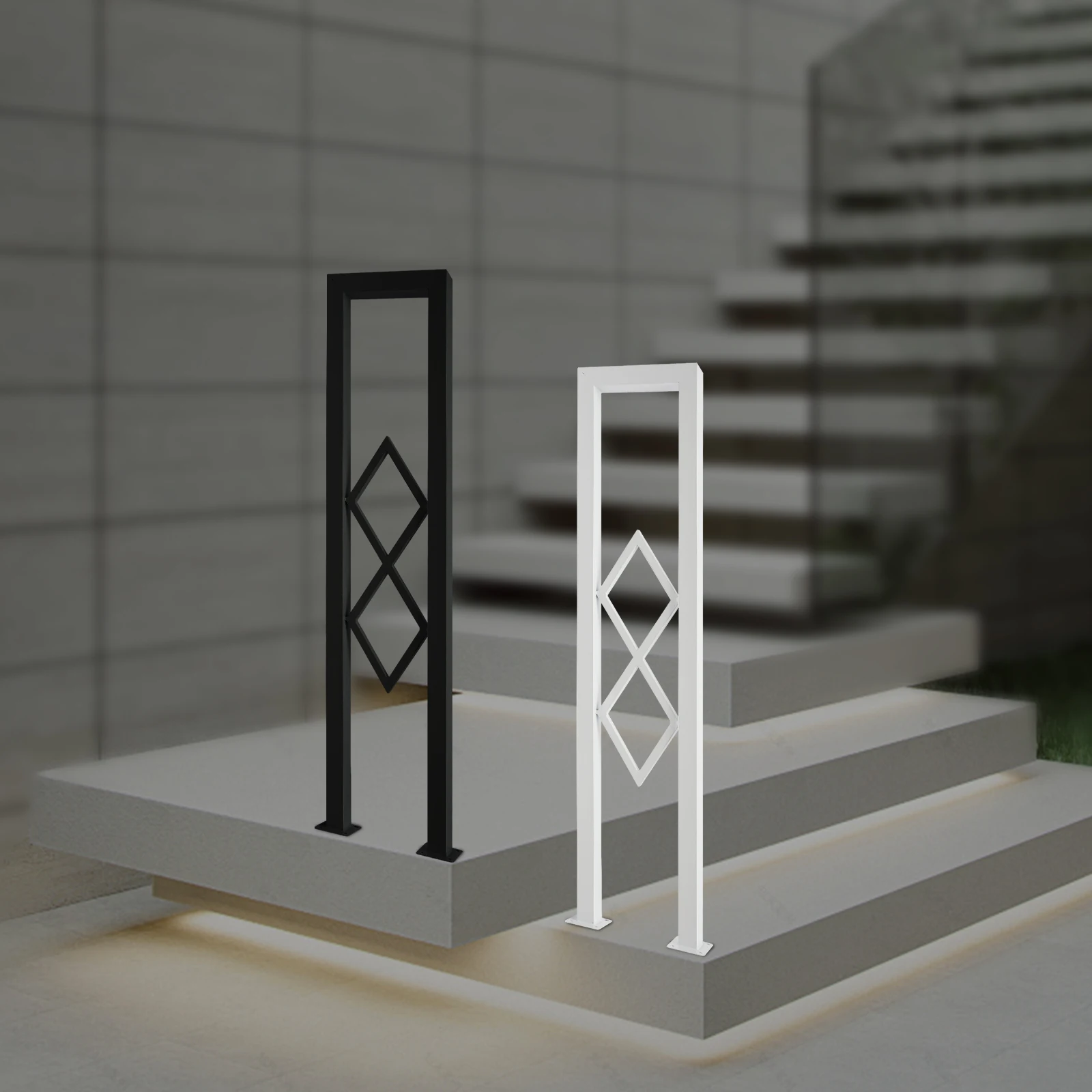 U-Shaped Stair Handrail, Stair Handrail, Stair Railing, Black/White Floor Mounted Guardrail, Safety Railing, 200kg Load Capacity