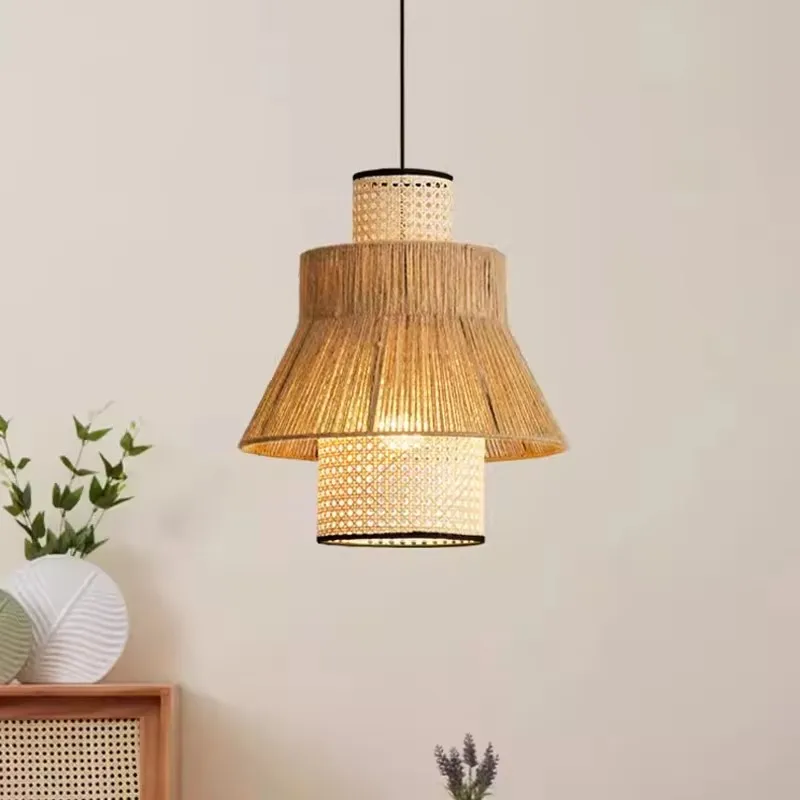 2024 Wabi Sabi pendant light minimalist hemp rope vine light living room dining room kitchen decoration light dining room light