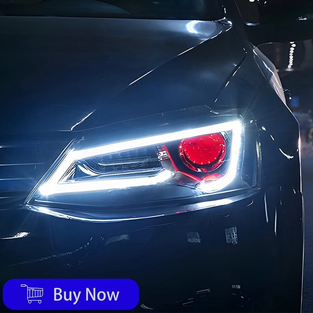 

For VW Jetta Sagitar Mk6 2012-2018 Upgrade LED Demon Eye Car Headlight Dual Lamp Projector Lens Accessories Assembly