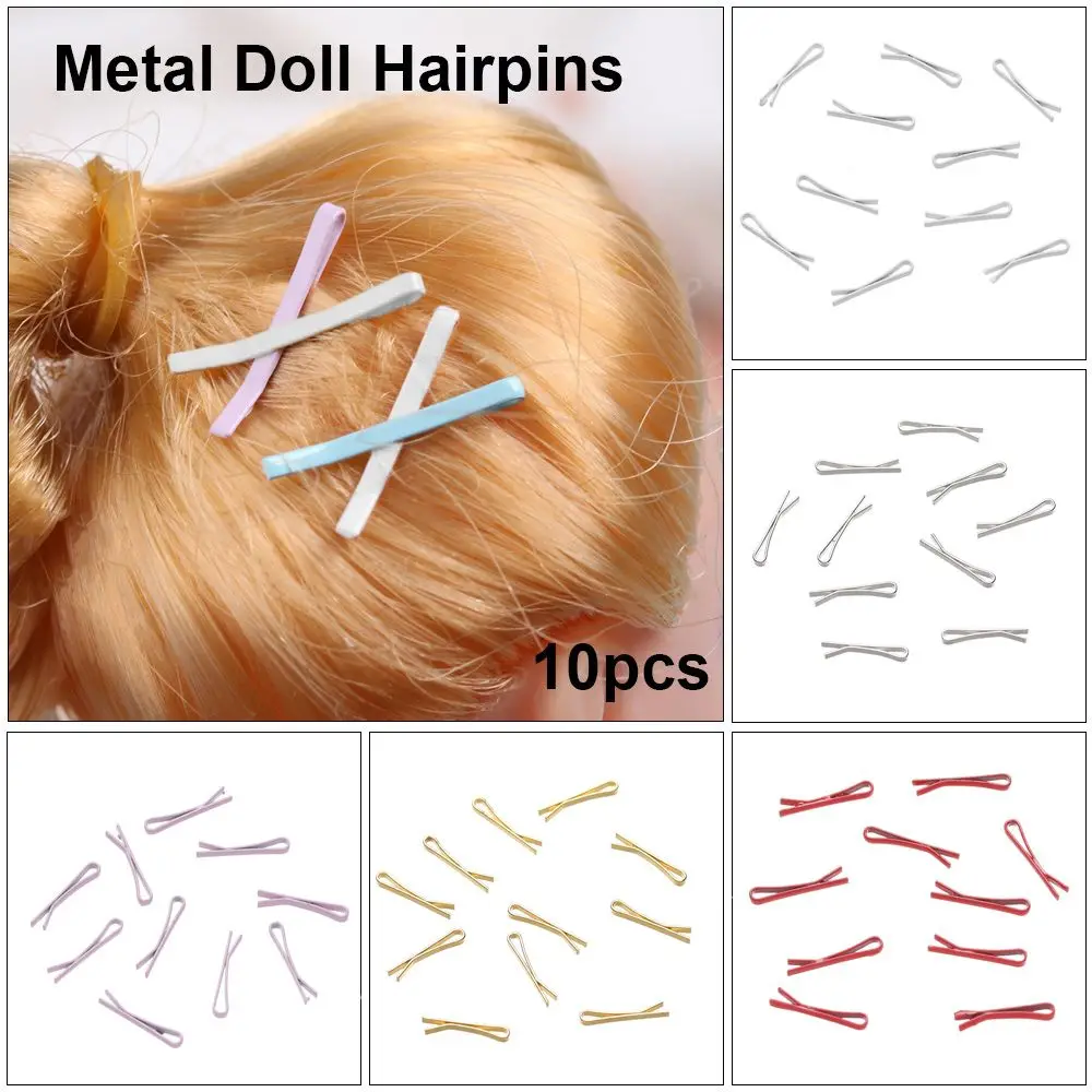 10pcs 11 Colors Princess Kids Toys Accessories Headwear Hairclip Children Hair Clip Doll Head Clips Mini Metal Headclip