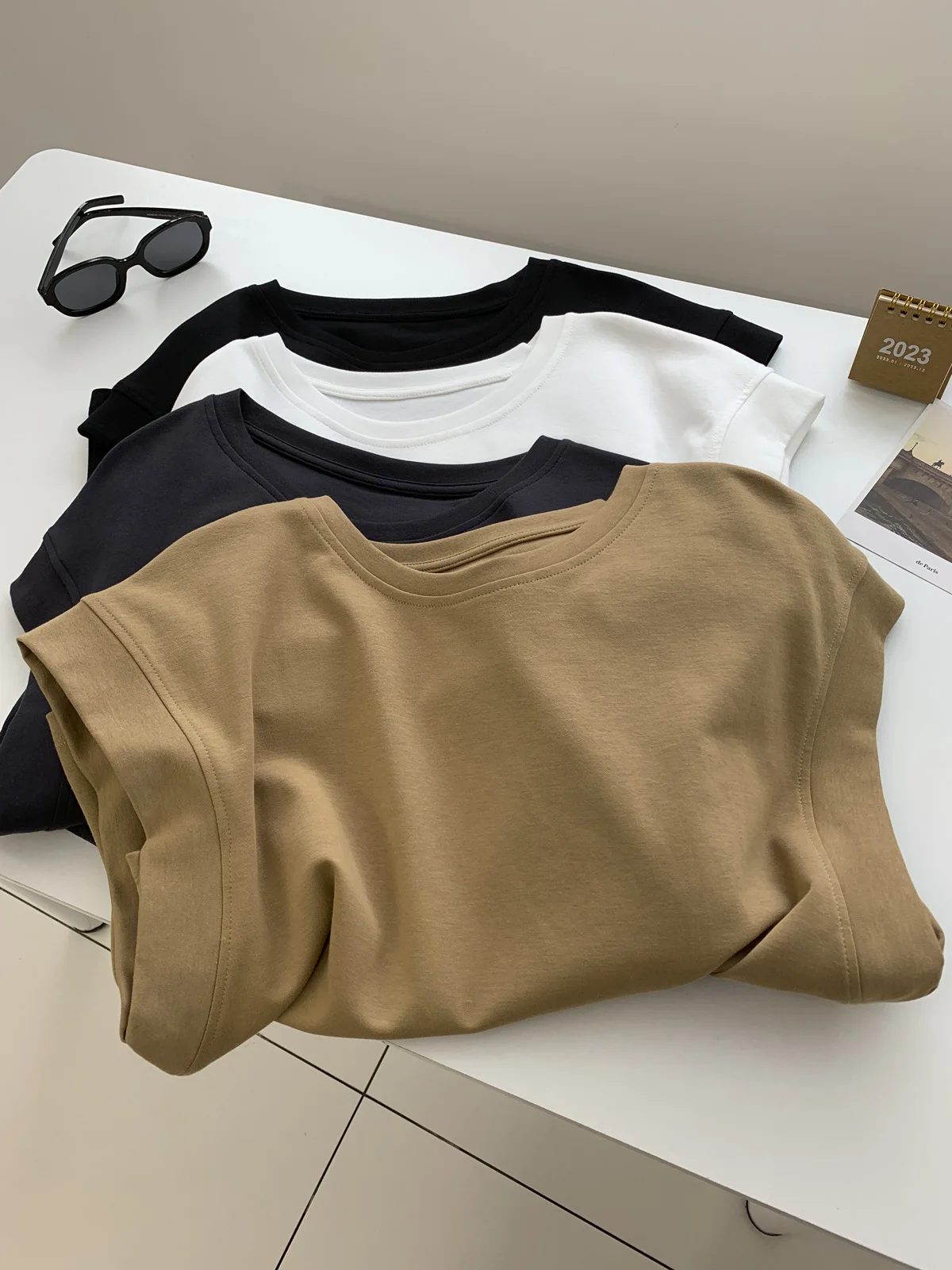 Plus Size 300Pou Dames T-shirt Zomer Outdoorkleding Anti-Licht Kleine Flng Sve Brede Oulder Top Pure Kleur