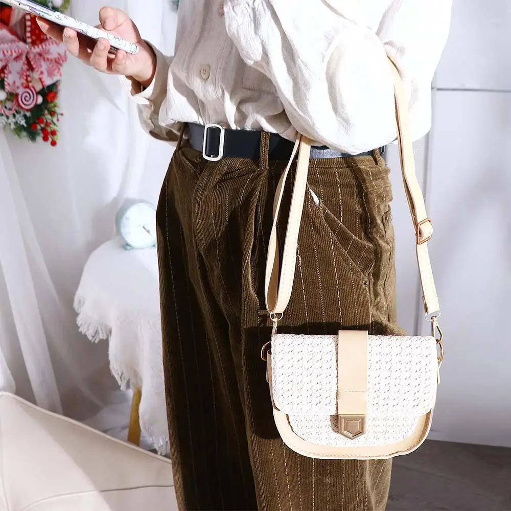 Elegante Vintage Stro Casual Voor Meisjes Schoudertas Schoudertas Koreaanse Handtas Dames Zadeltas Crossbody Tas