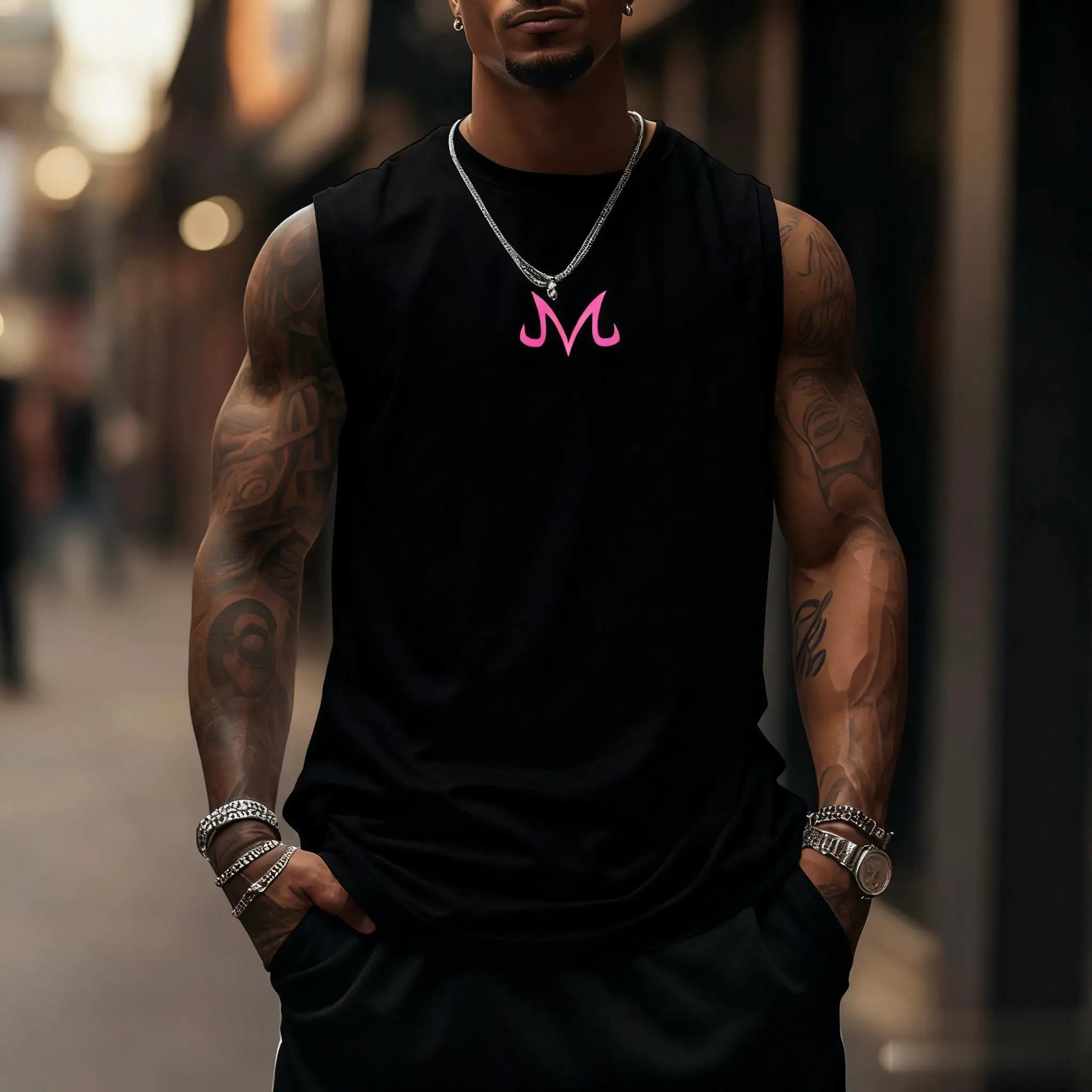 Dragon Ball Majin Tank Top Tanpa Lengan Pria Pakaian Jalanan Trendi Musim Panas Rompi Kebugaran Gym Gambar Anime Kemeja Otot Kasual Ukuran Besar