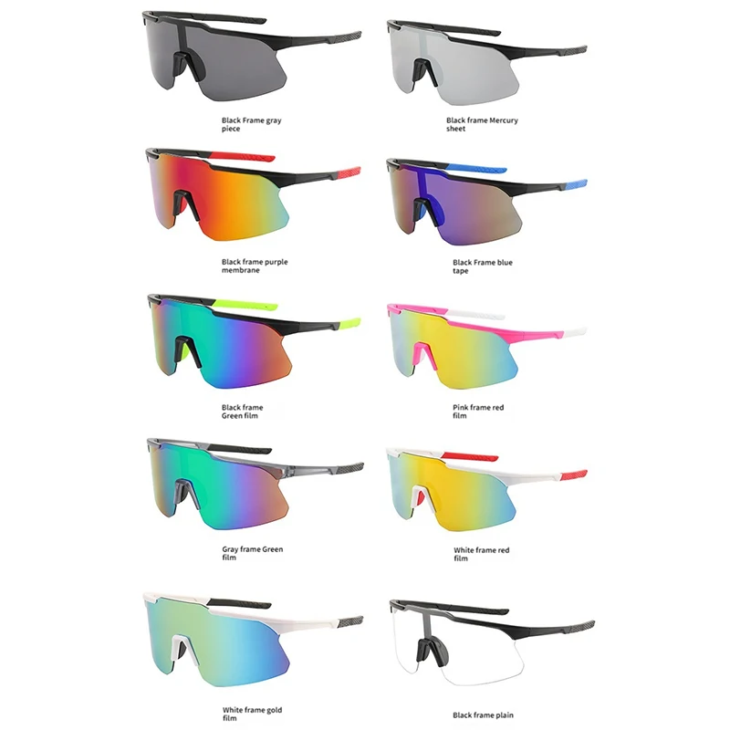 Cycling Glasses Large Frame Sunglasses for Men and Women Outdoor Anti-ultraviolet Bicycle Driving UV400 Riding Glasses 10 Colors