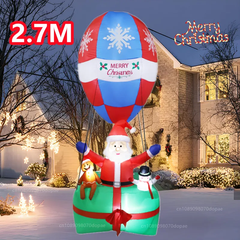 2.7 متر عيد الميلاد نفخ سانتا كلوز ركوب بالون ساخن المدمج في مصباح ليد داخلي في الهواء الطلق ساحة تقليم حديقة متعة عطلة الطرف الدعامة