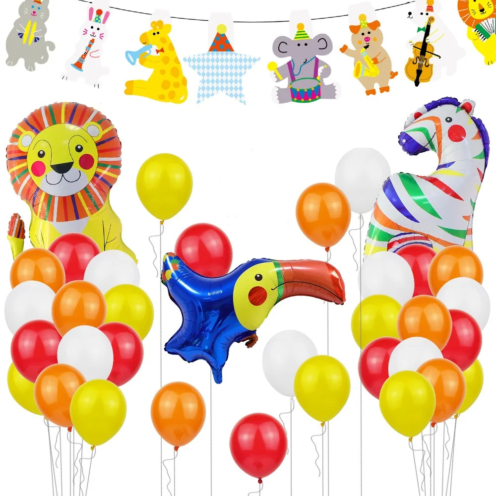 Circus Verjaardagsfeestje Banner Dieren Baby Douche Ballon Set Kinderen Blazende Rol Verjaardagsbenodigdheden