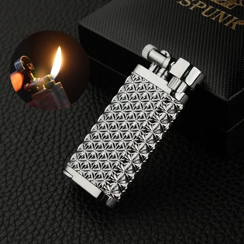 Fashionable Inclined Flame Tube Metal Grinding Wheel Inflatable Lighter Pipe Special Men's Gift Cigarette Accessories