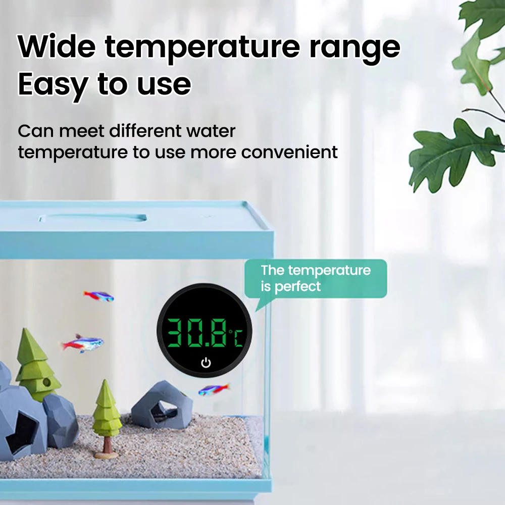 Aquarium Thermometer LCD Digital Display Fish Tank Electronic Thermometer Suitable For Fresh Water Sea Water Tanks