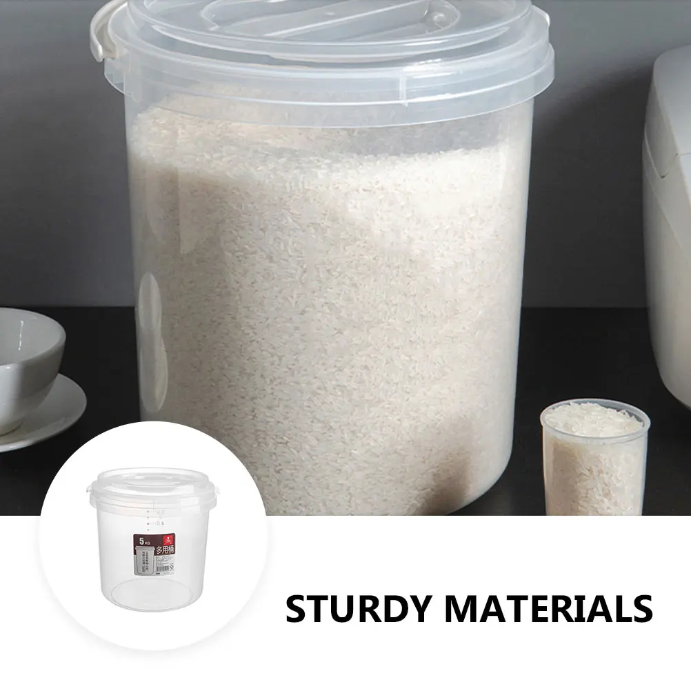 

Sealed Bucket 5L Anti Insect Moisture Proof Container Transparent Kitchen Storage Rice Box Plastic Containers Coarse Cereals