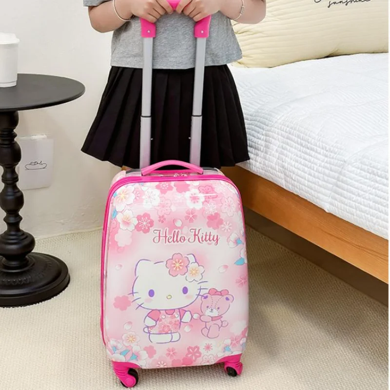 Hello Kitty Sanrio Girl 18 Inches Children Travel Luggage Pull-Rod Suitcase Available for Boarding Box Kawaii Cartoon Student