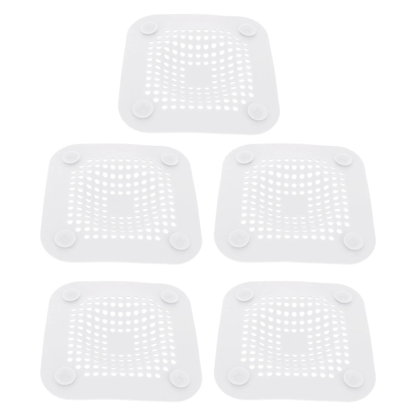 

5pcs Square Sink Drain Filter Durable Hair Catcher For Kitchen Bathroom Bathtub Floor Drain Suction Cup Easy Install Stopper