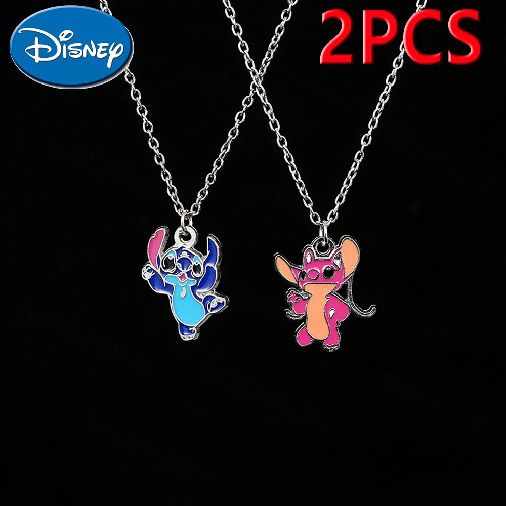 Disney Cute Lilo & Stitch Pendant Necklace Women Fashion Charms Kawaii Angle Necklaces Girls Jewelry Accessories Kids Xmas Gifts