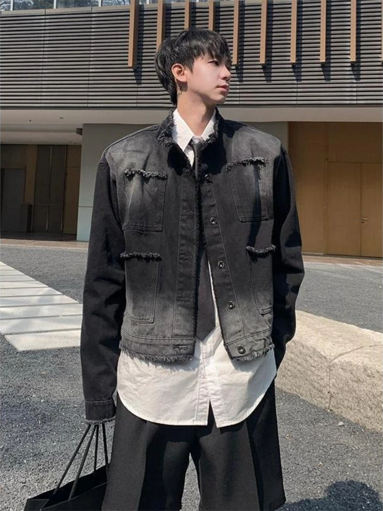 

New in Autumn Button Men's Denim Jacket Fast Delvery Original Cowgirl of Fabric Japanese Retro Low Price Joker Male Jean Coats