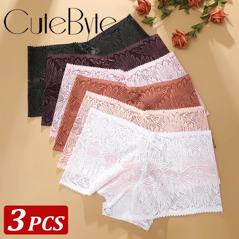 

3 шт., женские бесшовные кружевные трусы, женские трусики больших размеров, однотонное дышащее нижнее белье, женское мягкое нижнее белье с низкой талией, S-XL