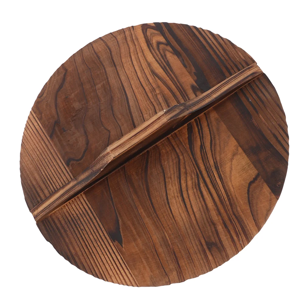 

Carbonized Wooden Pot Lid Wok Cover Accessories Chinese Fir Pan Cast Iron Traditional Flat