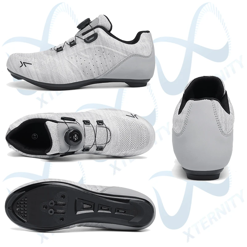 Zapatillas de Ciclismo de talla grande para hombre, zapatos de calas transpirables con autosujeción para bicicleta de carretera y de montaña,