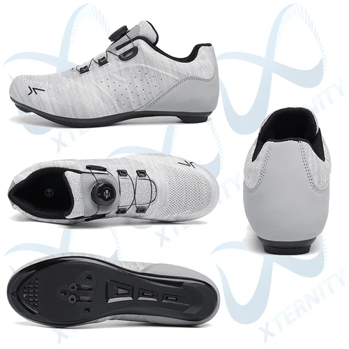 Imagen 2 del producto Zapatos de ciclismo de talla grande 49 para hombre, zapatos transpirables con tacos para bicicleta de montaña, zapatos SPD de carreras con autosujeción, zapatillas ligeras para bicicleta