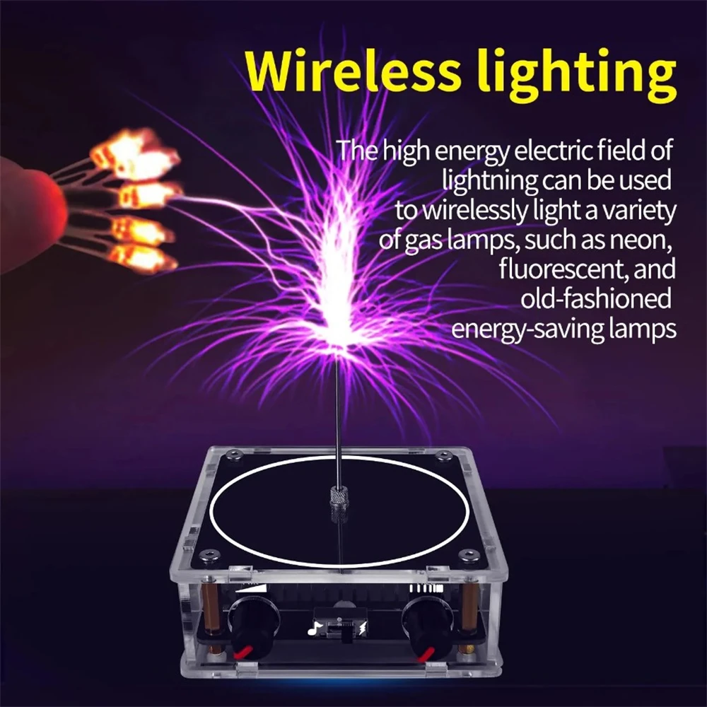 Music Tesla Coil Music Box Artificial Lightning Arc Generator Desktop Toy Audio Input Bluetooth Science Teaching Experiment