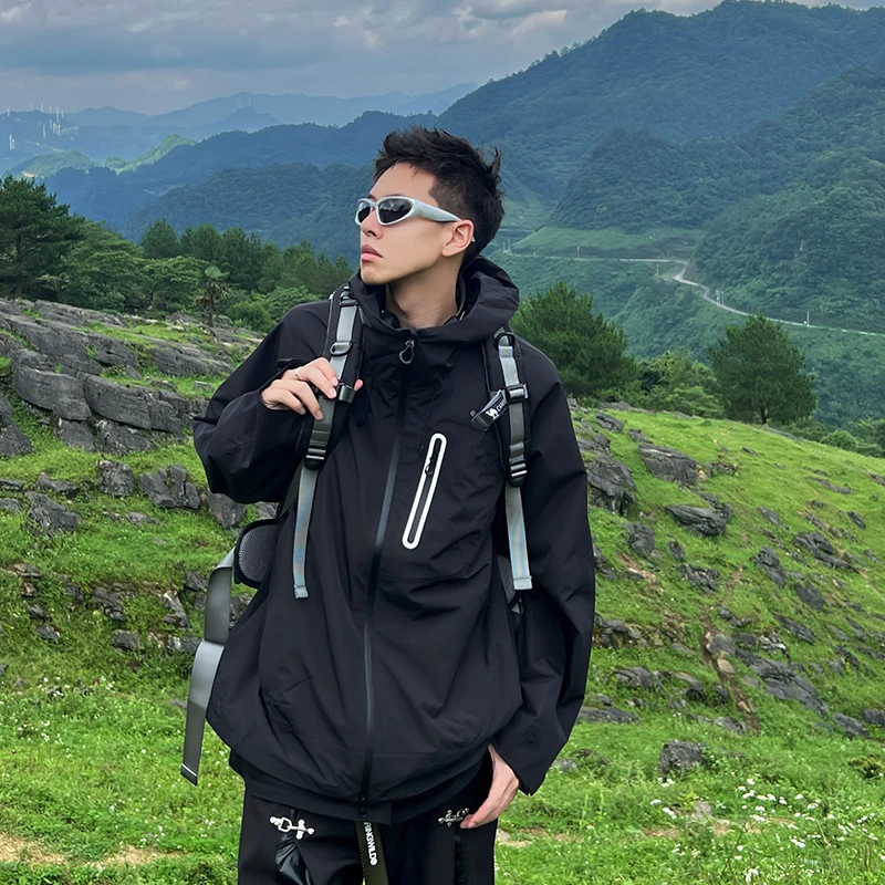 

Мужская куртка American Sle Outdoor, черная, с защитой от солнца, модная молодежная стильная верхняя одежда свободного кроя, летняя, с длинными рукавами