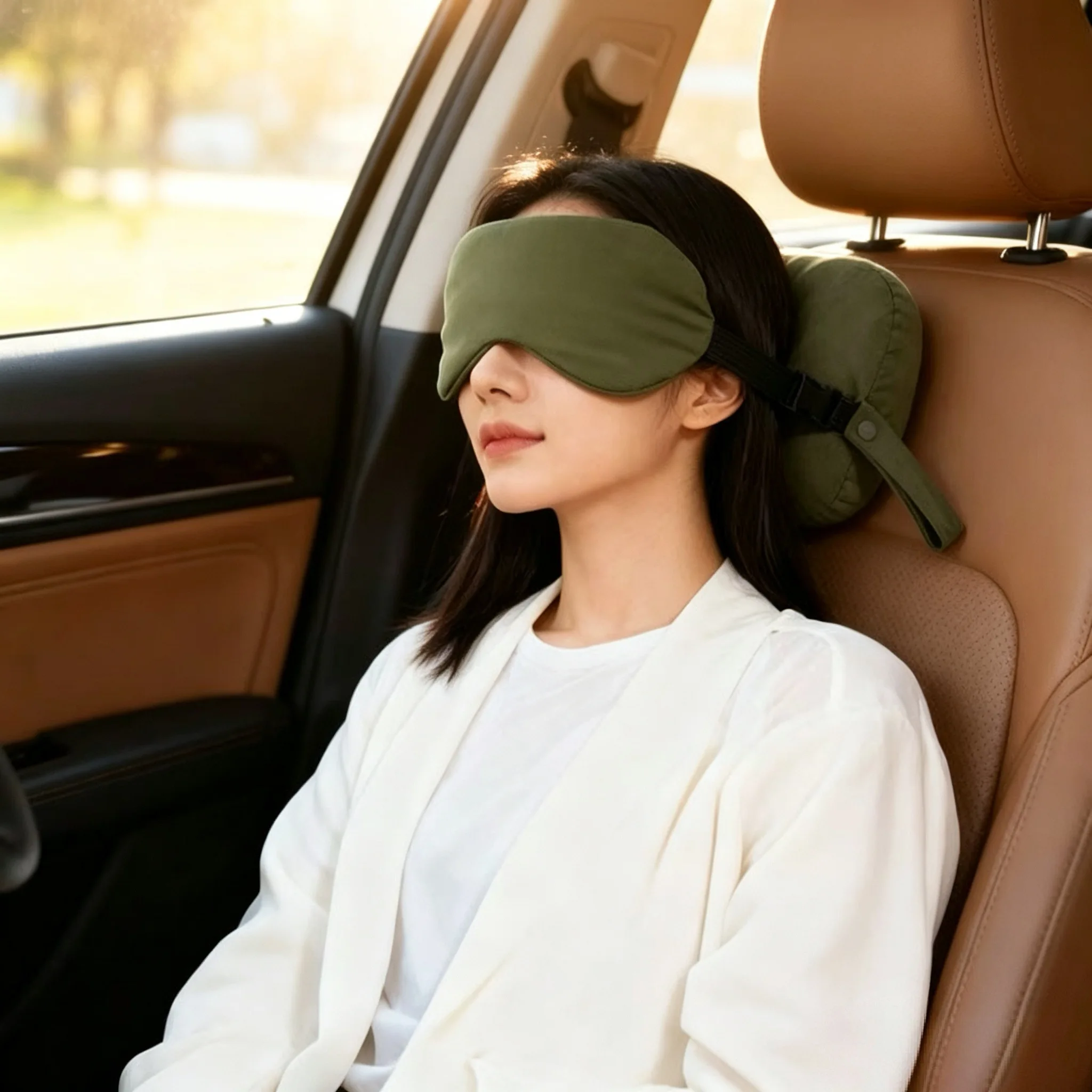 2-in-1  Neck Pillow with Detachable Sleep Eye Mask Micro-Bead Filling  Portable for Airplane Car