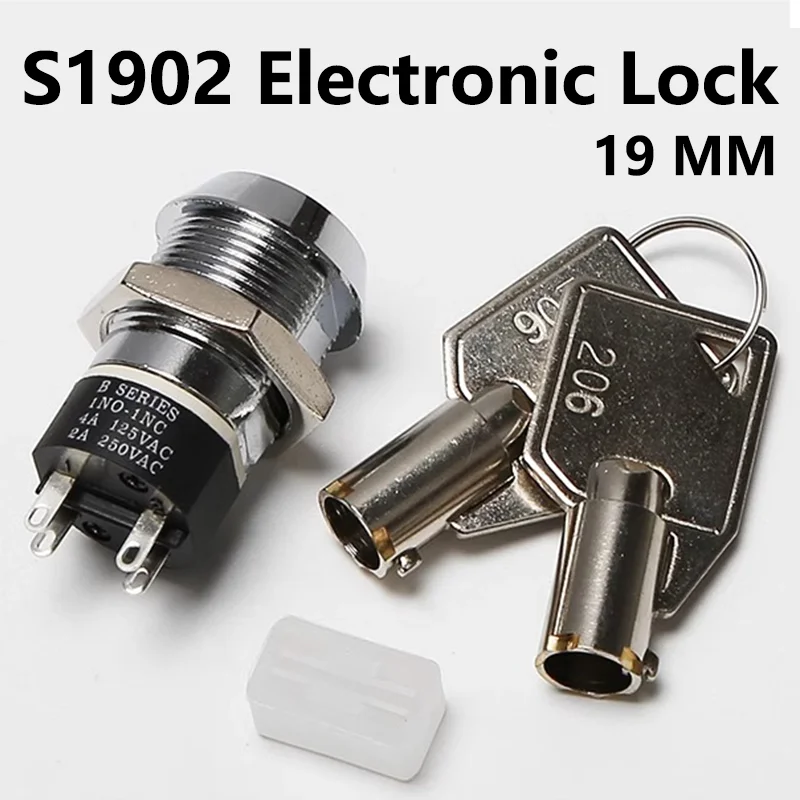 

5/10Sets 19mm 4Pin ON-OFF 2Position DPST A Series Electronic Lock Key Knob Switch 2NO 2NC Metal Rotary Button Switch