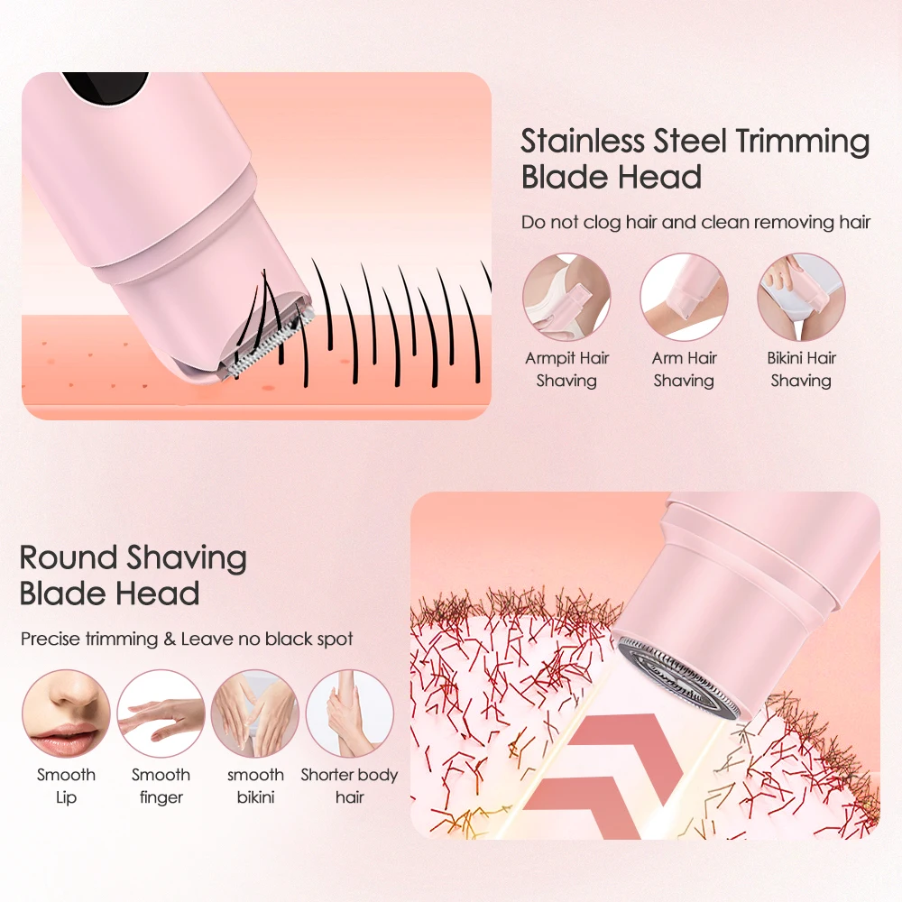 IPX7 Waterproof Cordless Electric Razor for Women Lady's Painless Facial Epilator Body Hair Removal