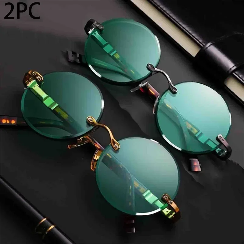 Fashion Classic Rimless Sunglasses Women Men Crystal Dark Green Lens Sun Glasses Retro Round Glasses Outdoor Driving Eyeglasses image 5