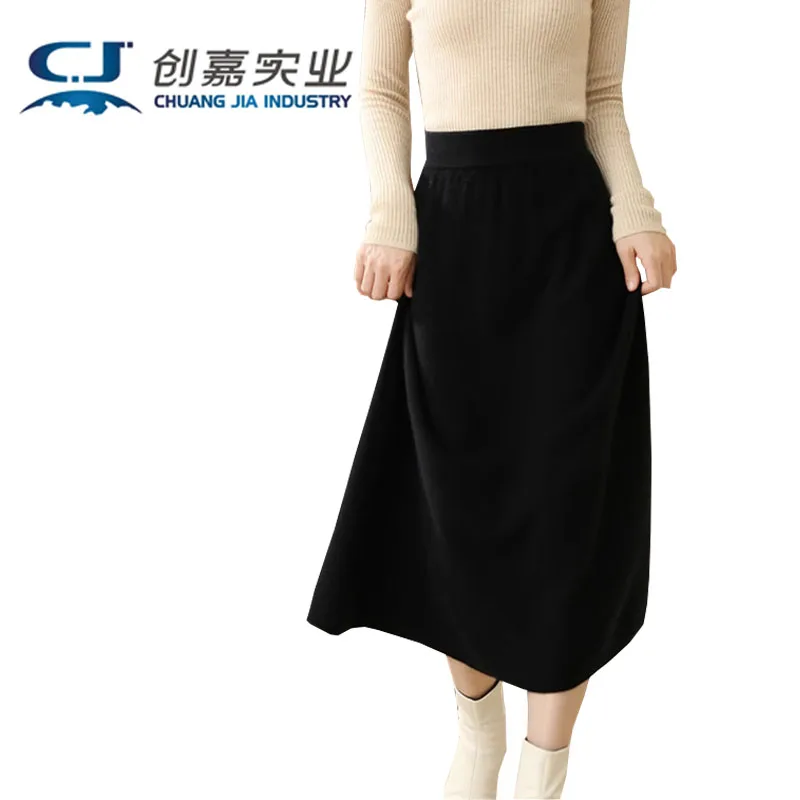 Autumn Winter 100% Cashmere Women's Skirt Elastic Waist A-line Wool Skirt Temperament Elegant Soft Light Luxury Women's Clothing