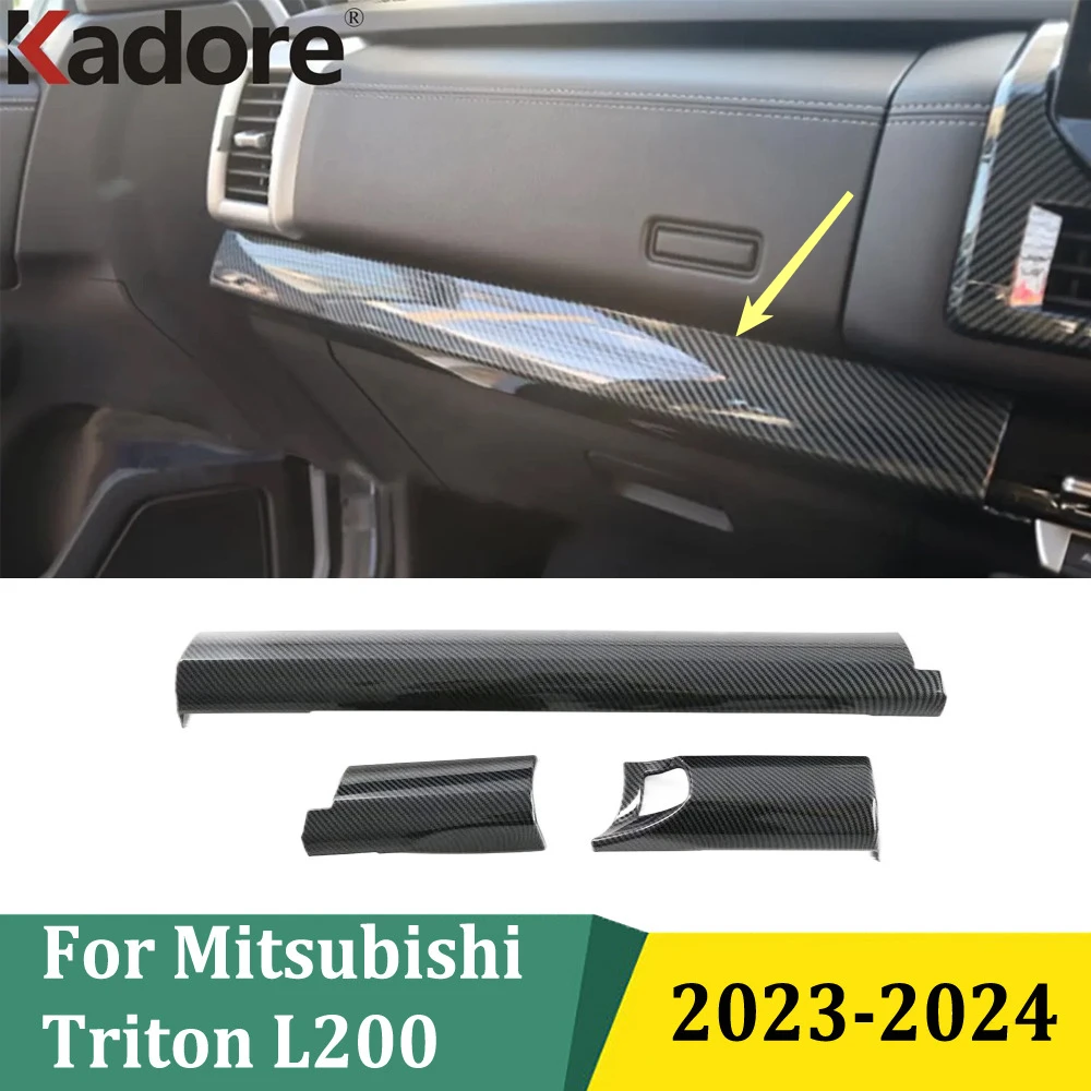 

Для Mitsubishi triton L200 2023 2024, отделка центральной консоли из углеродного волокна, инструментальная полоса, аксессуары для интерьера автомобиля (RHD)