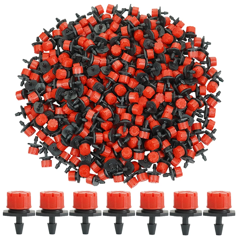 

50PCS 1/4'' Barb Red Adjustable Nozzles Garden Watering Irrigation Sprinkler Emitter Micro Drip Balcony Yard Greenhouse Spray