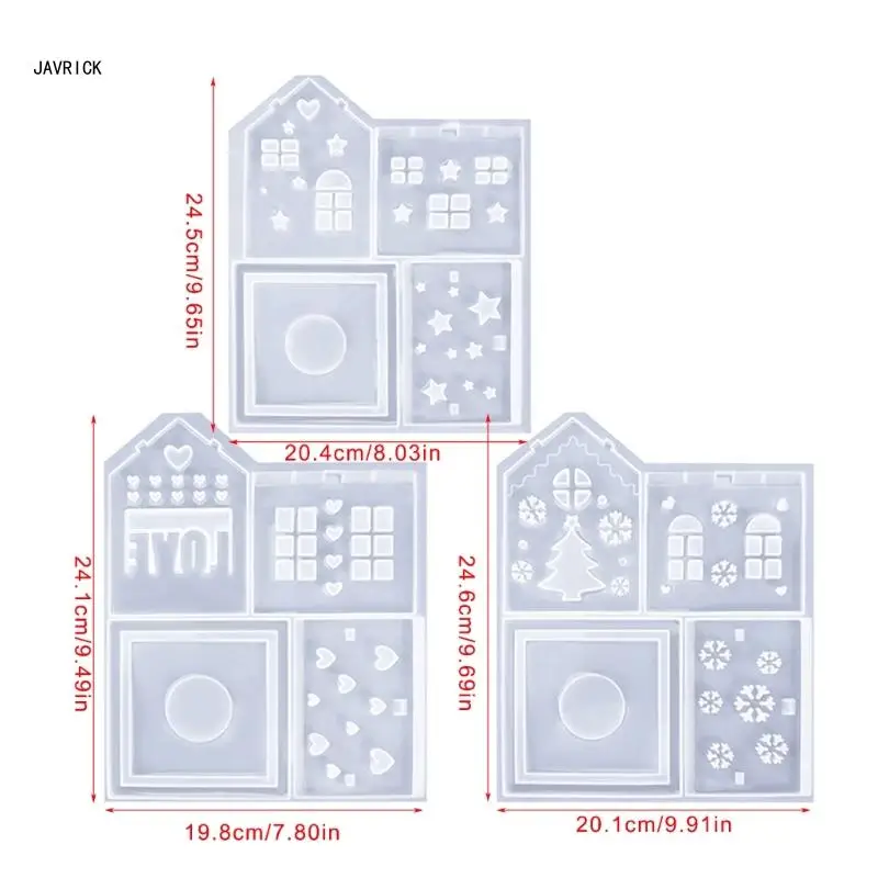 Molde silicona resistente para manualidades, casa navideña detallada, para entusiastas repostería, D0LC