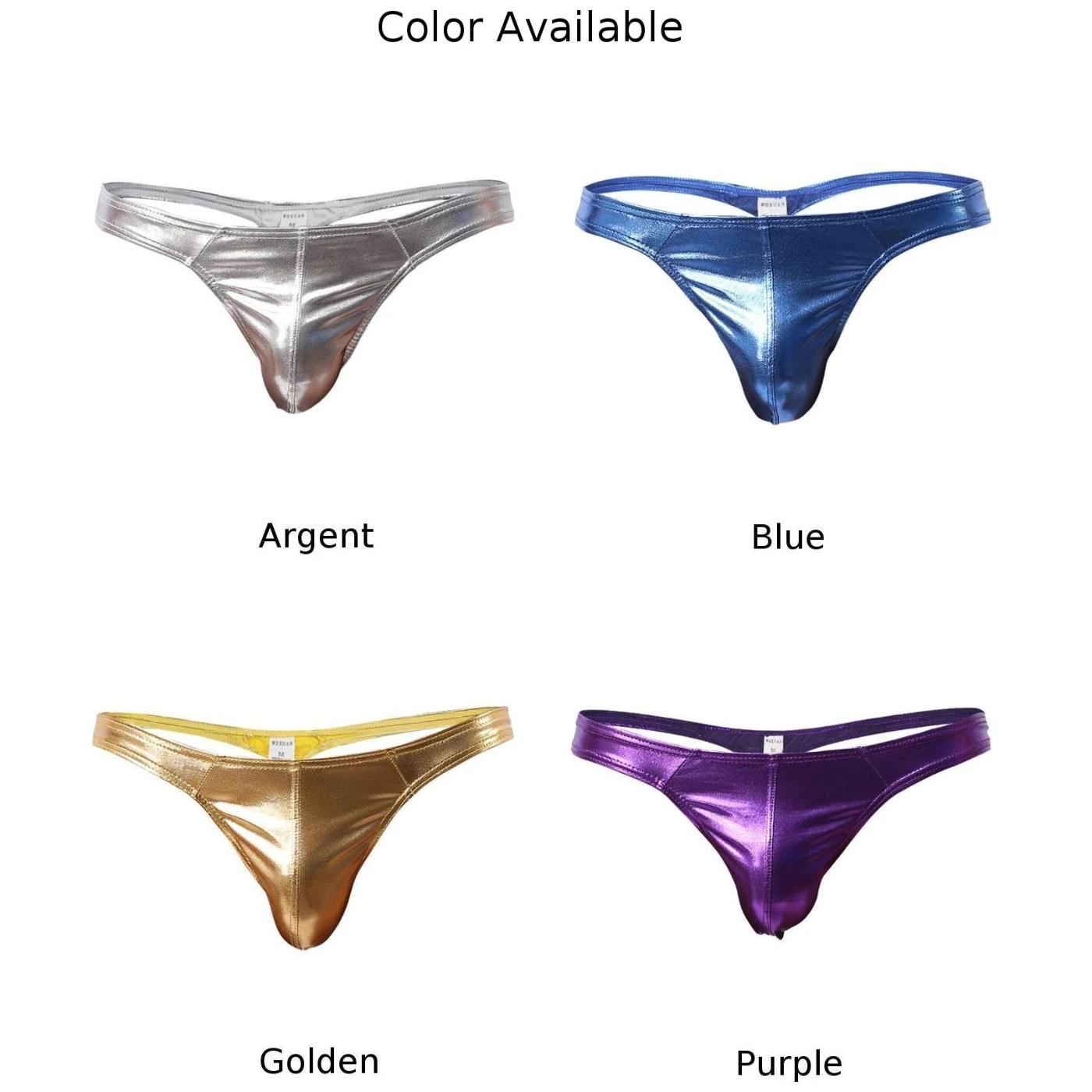 Men Sexy Bikini Briefs Low Waist Shiny Wet Look Panties T-back Thong Underwear Lingerie Gay Erotic Underpants  Tanga Slip A50