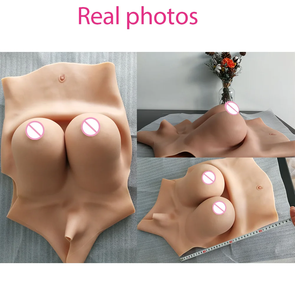 Tgirl CDEG Cup Big Fake Boobs Half Body Suit Artificial Silicone Breasts Cotton Filler False Tits Enhancer Crossdresser