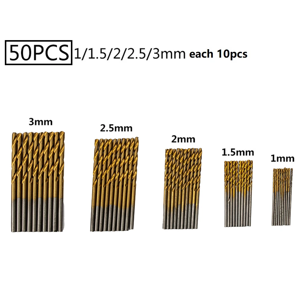 HSS Cobalt Drill Bits Set of 50 for Effective Drilling in For Hard Metals and Stainless Steel with Size Variations of 1 3 mm