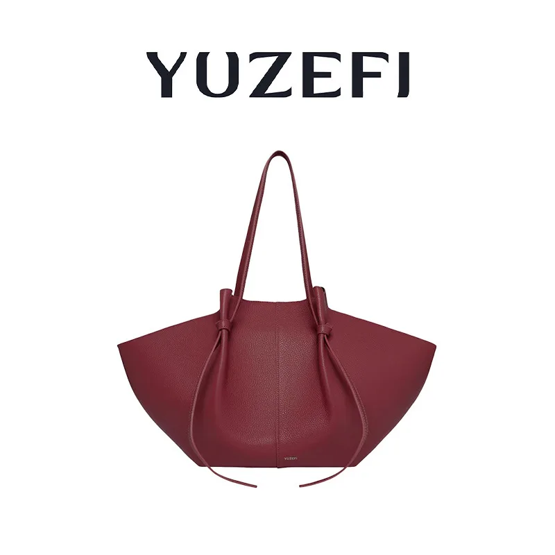 

YUZEFI Women Shoulder Bag Solid Color Leather Large Exquisite Light Luxury Large Capacity Versatile Daily Commuting Handbag