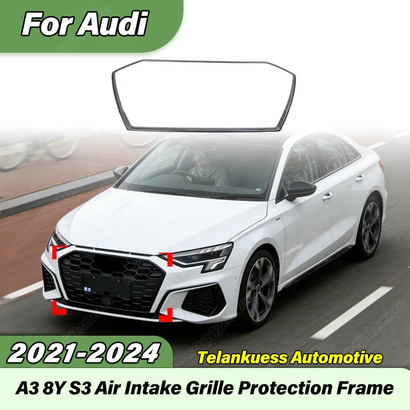 

For Audi A3 8Y S3 2021 2022 2023 2024 Automobile Front Bumper Middle Net Frame Sports Racing Grille Decorative Frame Body Kit
