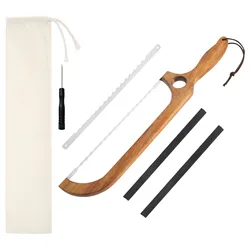 Wood Bread Bow Knife with Stainless Steel Serrated Blade Bow Design Bread Knife Easy to Cutting Bread Knife for Homemade Bread