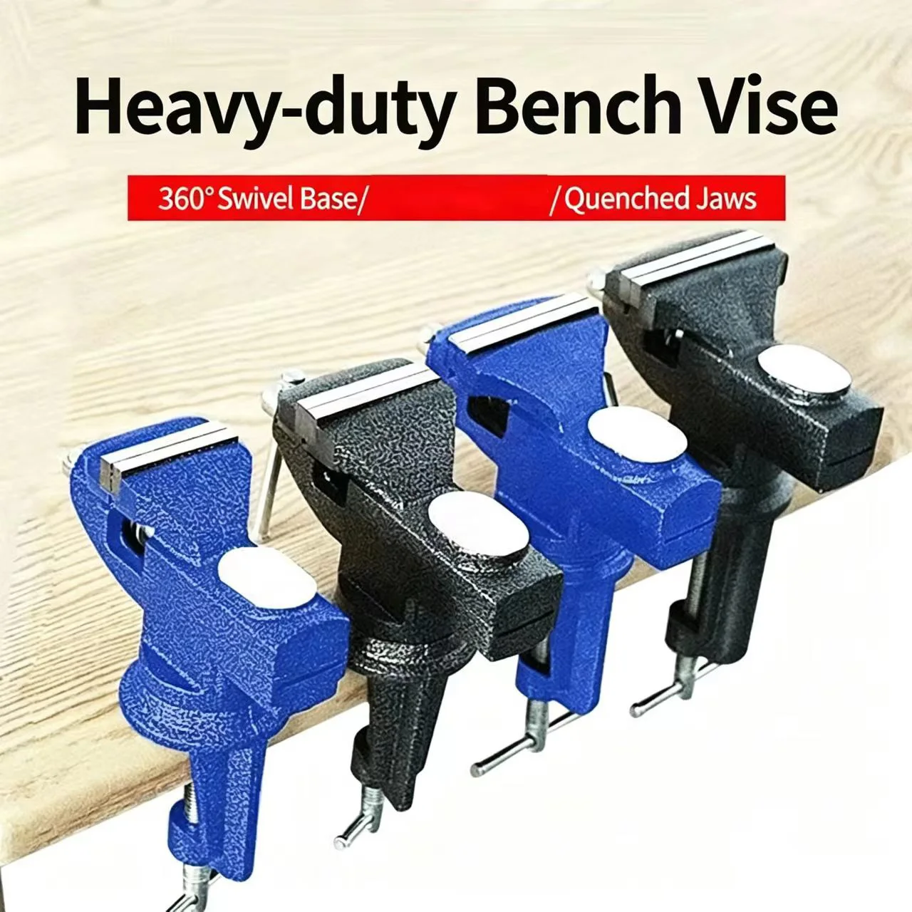Professional Table Vise, 360 ° Rotating Clamp-On Work Vise, Heavy-Duty Construction, Suitable for Woodworking and Metalworking.