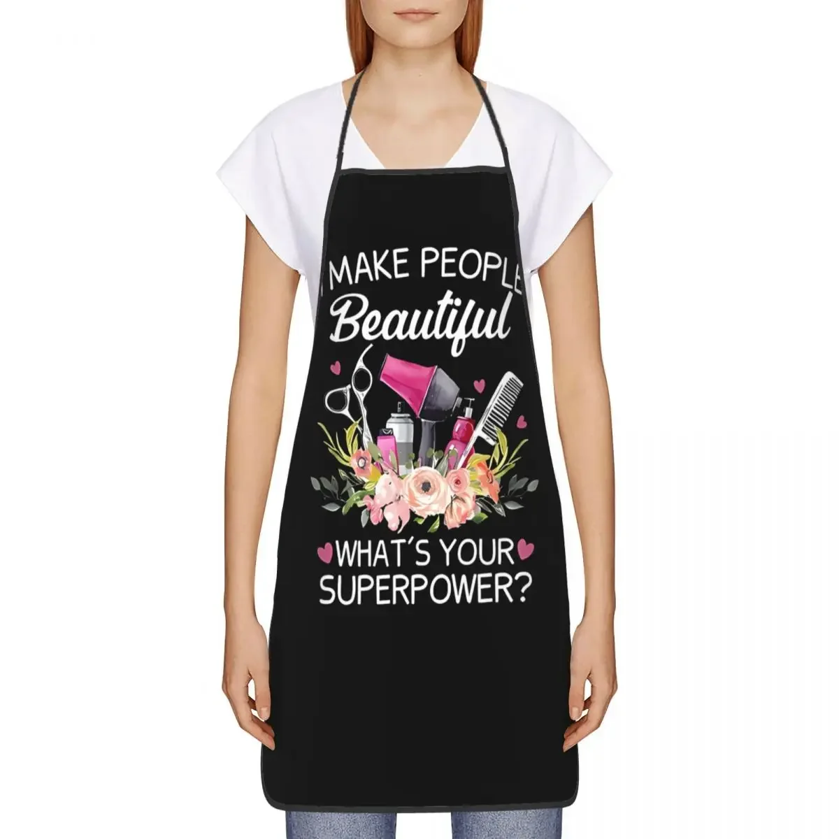 Custom Bib Hairstylist - I Make People Beautiful Apron Adult Chef Cooking Kitchen Hairstylist Tablier Cuisine Painting