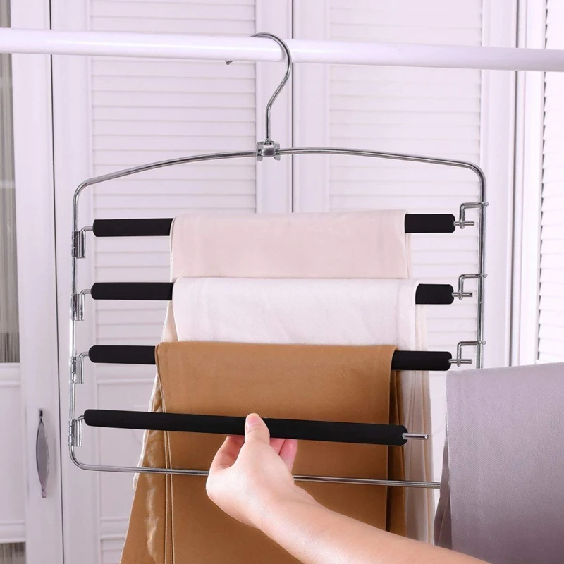ABWR gantungan celana panjang, gantungan baju longgar Multi lapisan anti selip lengan ayun penghemat ruang untuk Pa