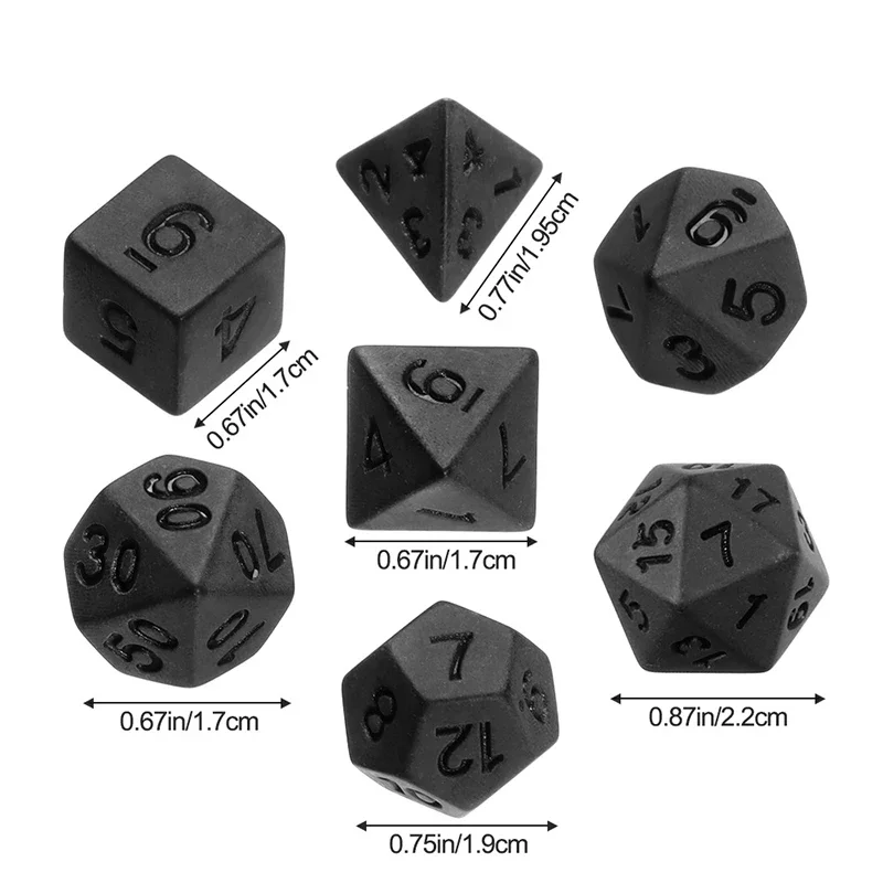 7pcs/lot Matte Black Dice Set D4 D6 D8 D10 D% D12 D20 Digital Dice Entertainment Party Table Games  Polyhedral Dice
