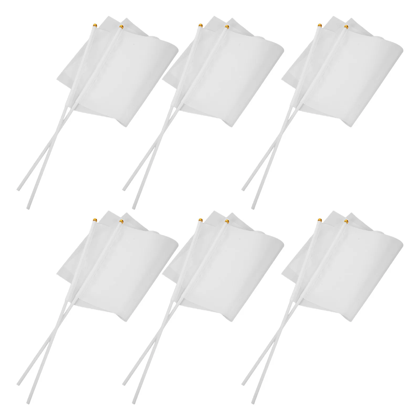 50Pcs Solid White Hand Held Flags Lightweight Polyester Mini Flags on Sticks for Outdoor Rallies Golf Markers Lawn Decoration