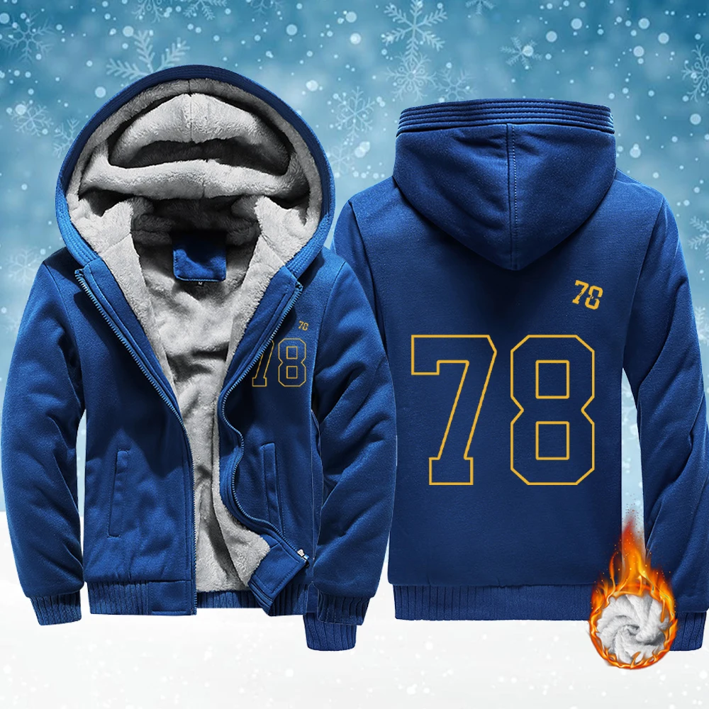 

Number 78 Large Pattern Unisex Soft Jackets Comfy Fleece Warm Streetwear Winter Fashion Thicken Outwear Pocket Zip-Up Hoodie