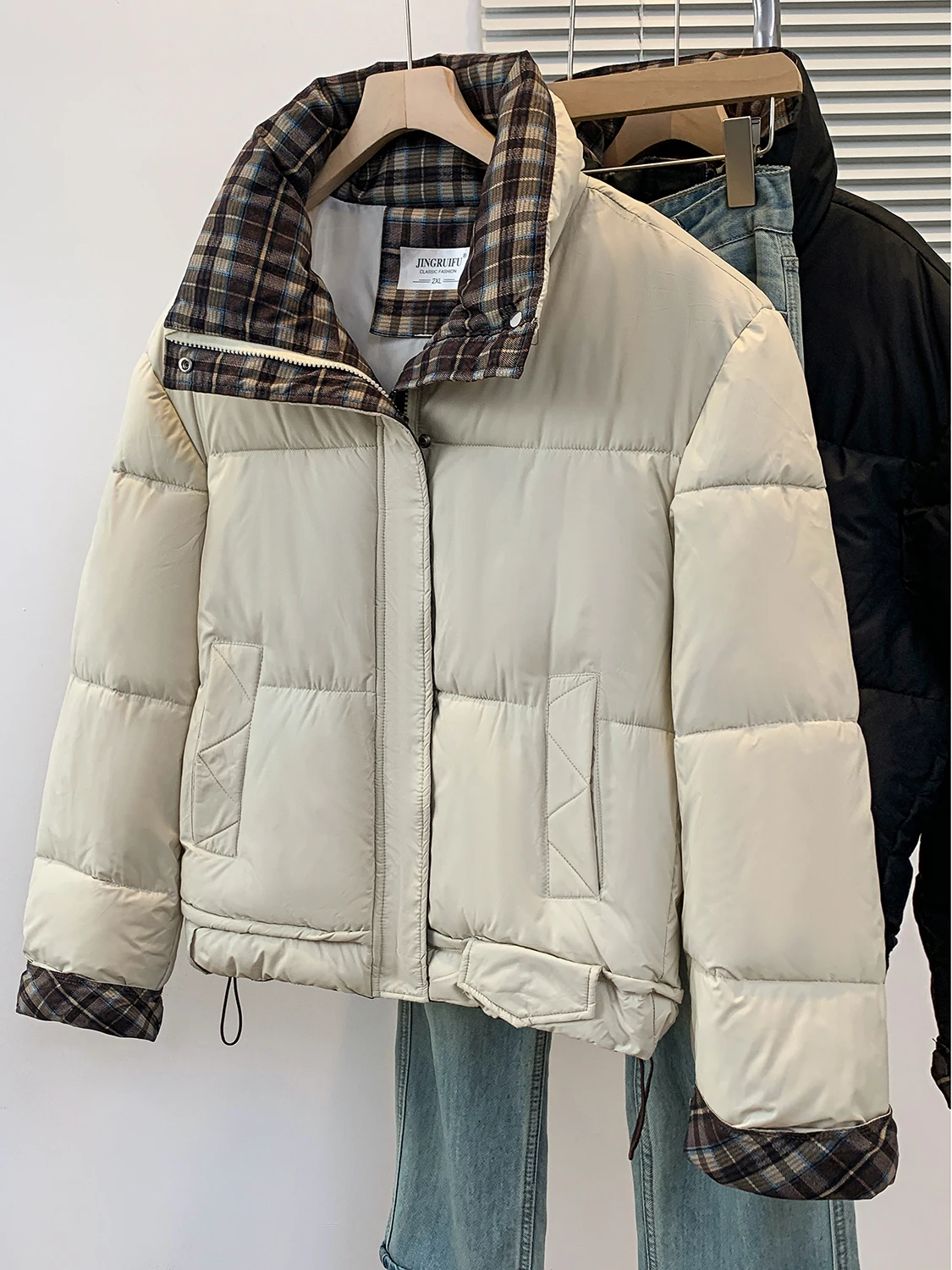 عارضة Faionable الرجعية المرقعة المرأة القطن Jaet مبطن القطن لحاف معطف ort Sle سستة إغلاق طويل Sve #4