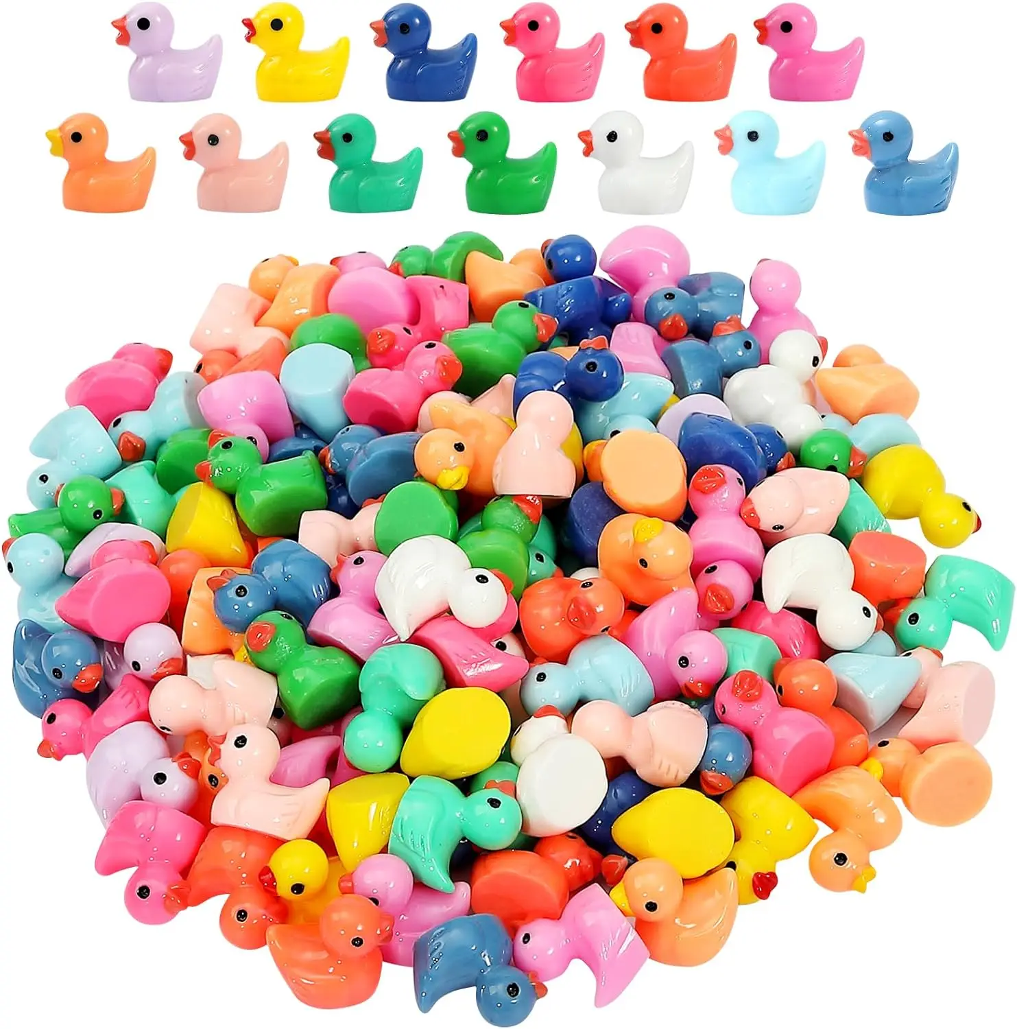 

110pc Tiny Duck 10Color Little Duck Figure Mini Resin Duck Plastic Small Miniature Duck Bulk for Dollhouse Decor Garden Tiny Toy