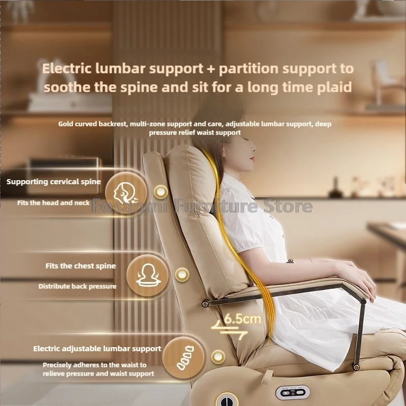 Cadeira de escritório ergonômica com assento giratório, cadeira macia para jogos, encosto ajustável, ângulo e altura ajustável, cadeira de couro para computador