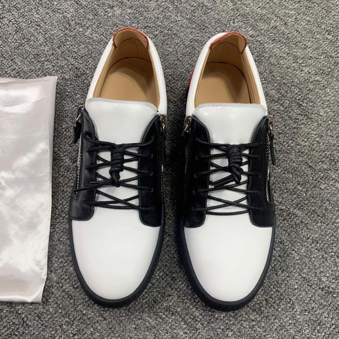 

Top Hight Quality Casual Sneakers For Men and Women Real Leather Brand Designer Unisex Tennis Shoes GZ Zipper Loafer Shoes G0373
